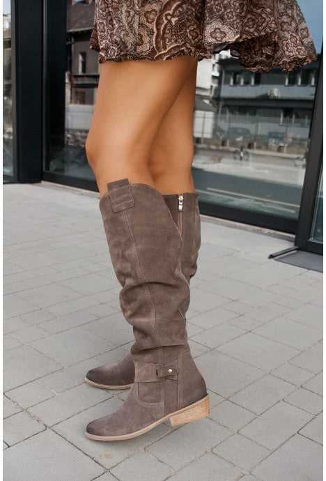 Women's Zipper Suede High Boots
