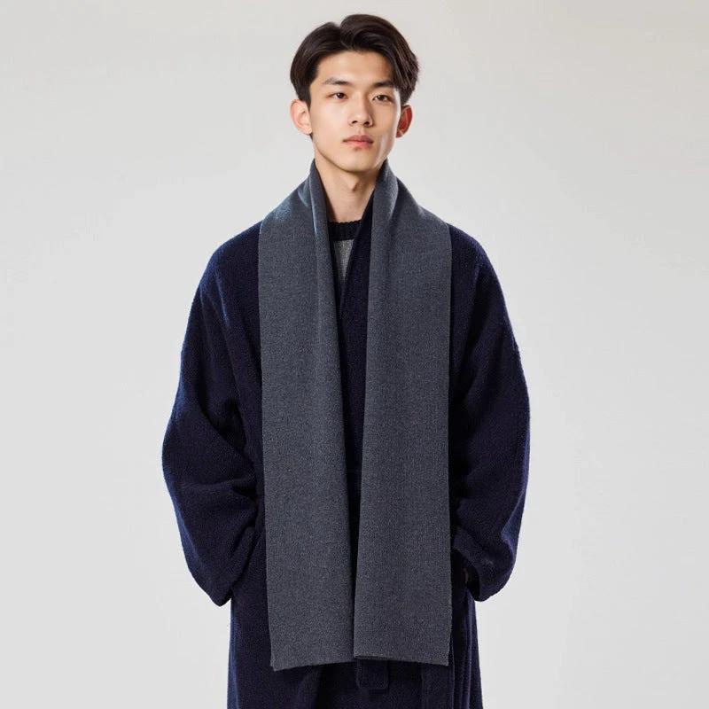 Solid-color Versatile Knitted Wool Scarf For Men