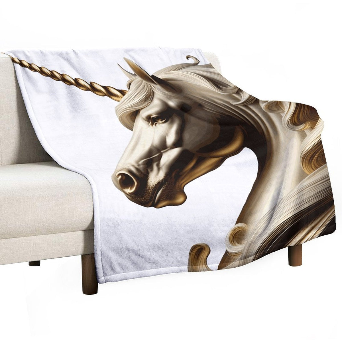 Golden Unicorn Flannel Throw Blanket for Bedroom - 30"×40"