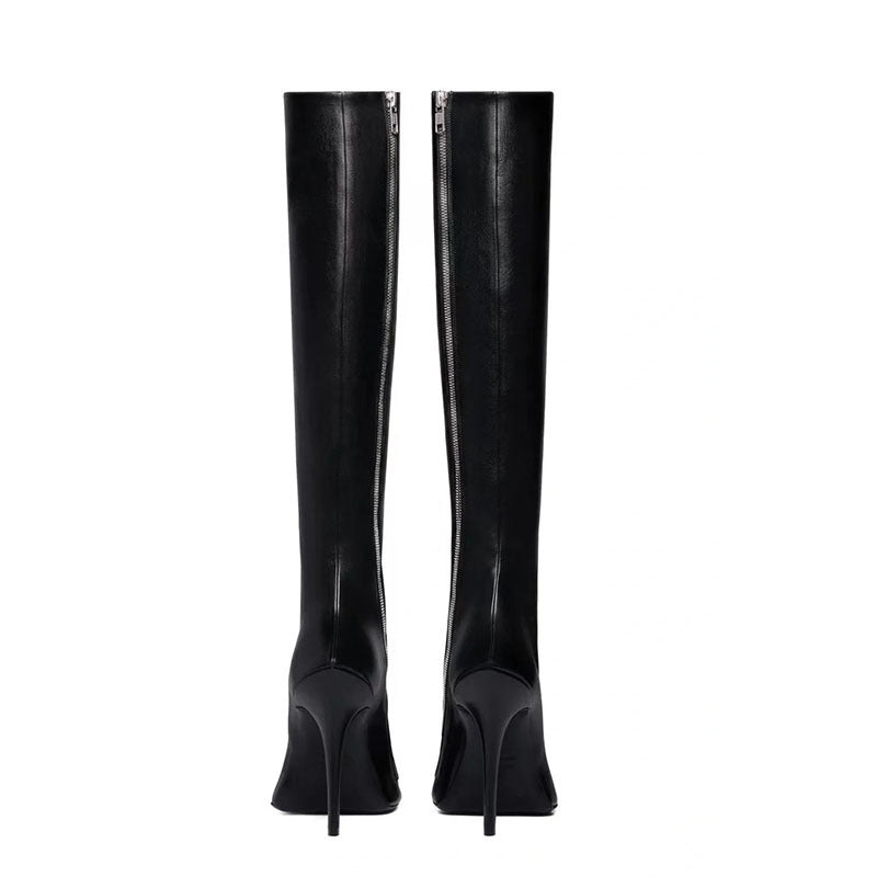 Women's Stiletto Heel Pointed-Toe Knee-High Boots