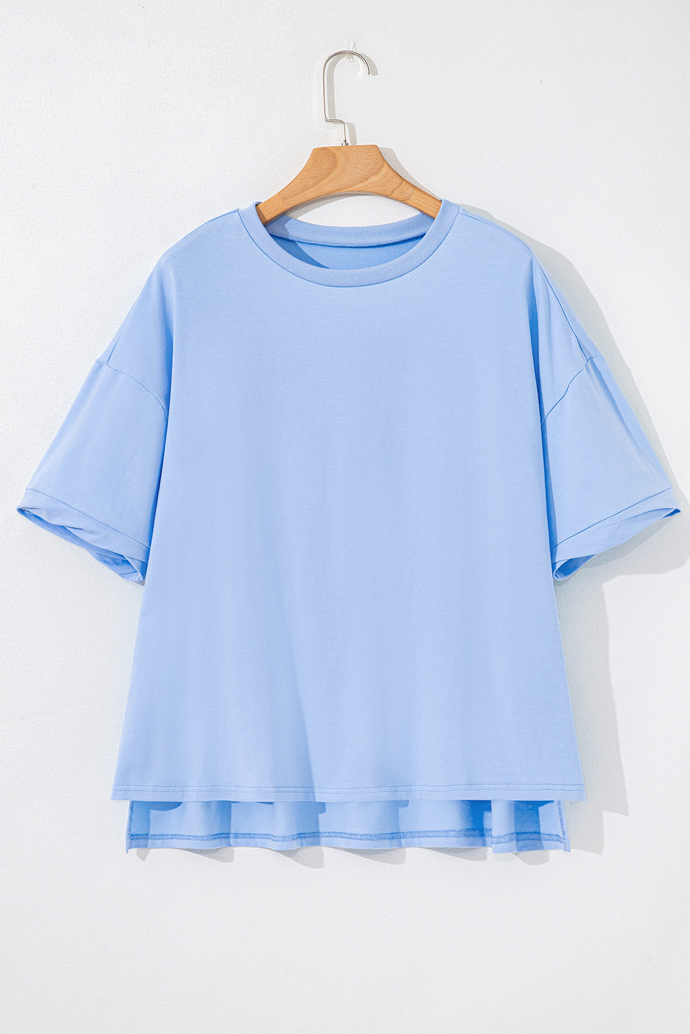 Camiseta de manga media suelta con bajo asimétrico Myosotis