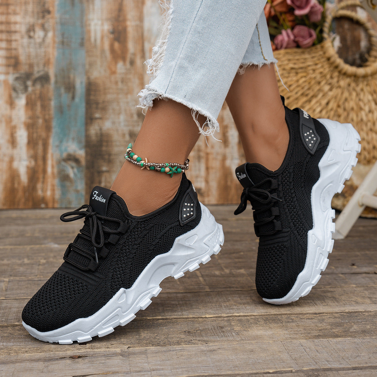 Flyknit Mesh Sneakers Women's Thin Breathable Sports Casual Shoes
