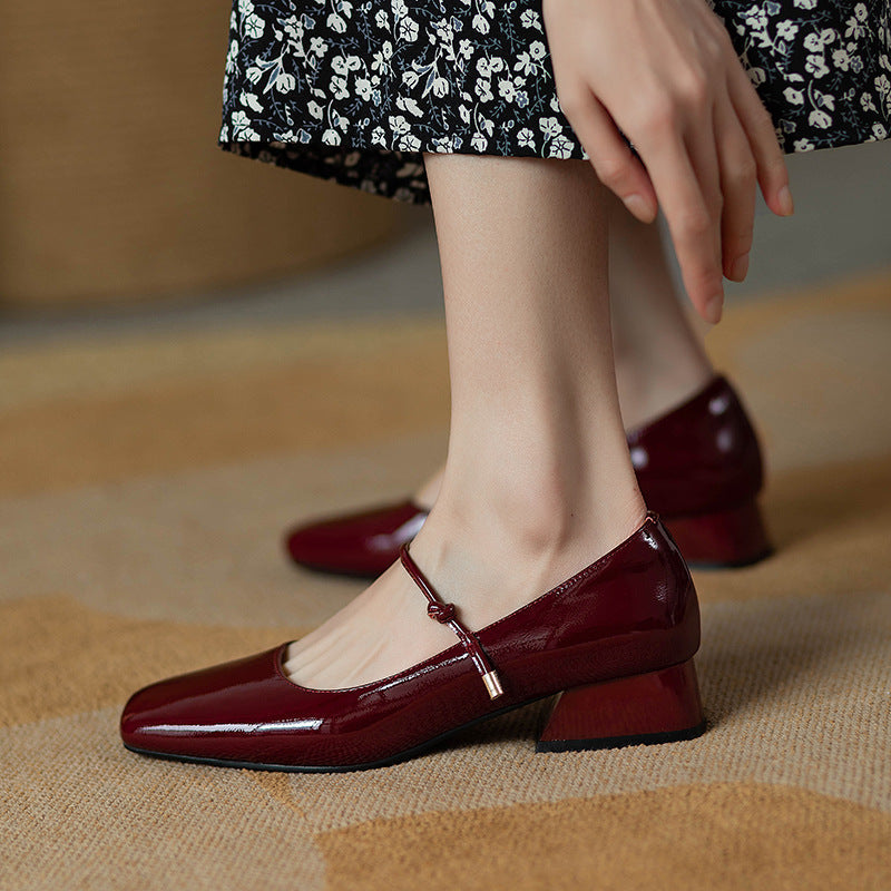 Women's Patent Square-Toe Heels