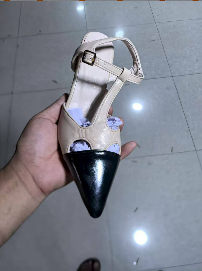 High-Heel Fashion Color Matching Buckle Sandals