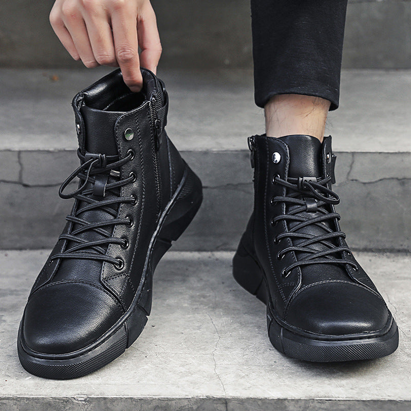 Men's Martin Plus Cashmere Leather High-Top Sneakers
