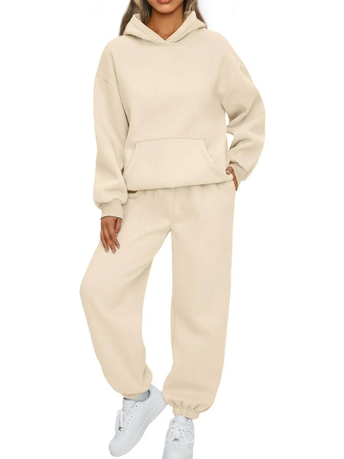 Conjunto de Sudadera con Capucha (Bolsillo Canguro) y Joggers de Talla Grande
