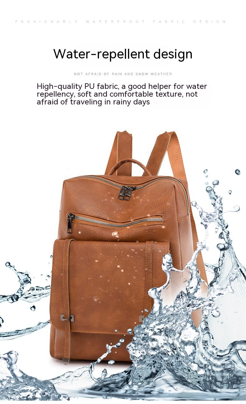 Women's Retro Contrast Color PU Backpack