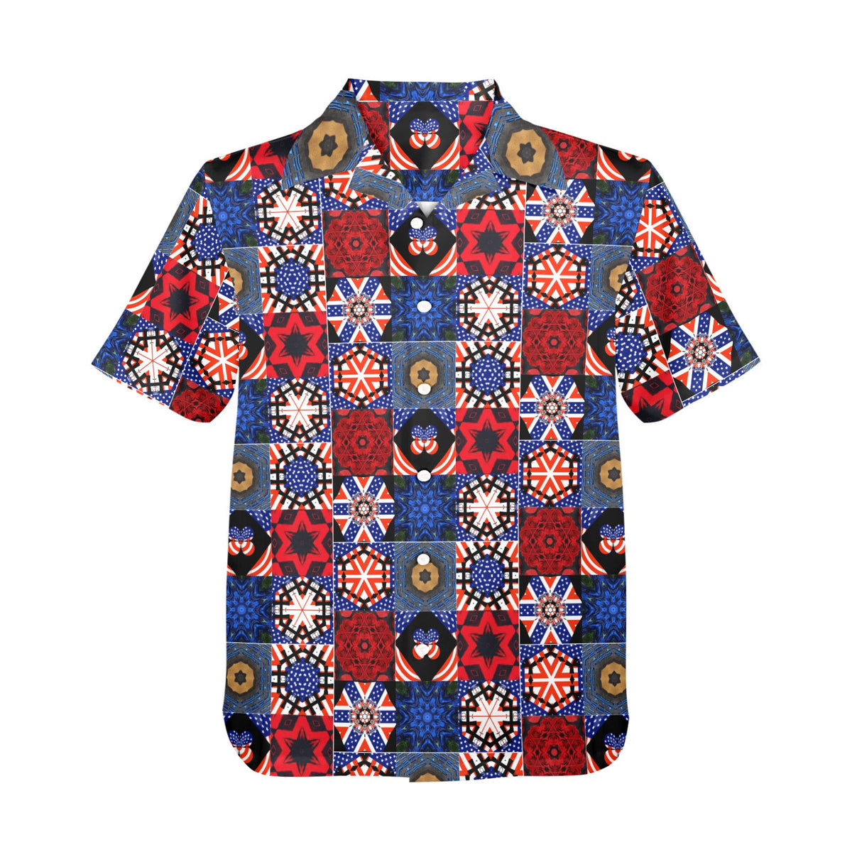 4th of July Pattern Men's All Over Print Hawaiian Shirt (Made in USA)