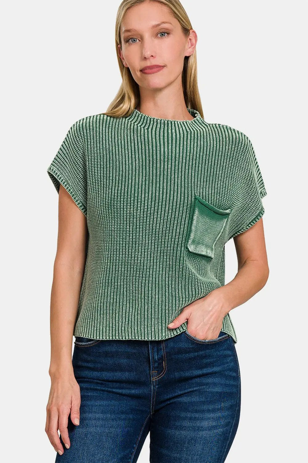 Sweaters Trendsi Zenana cropped mock neck sweater