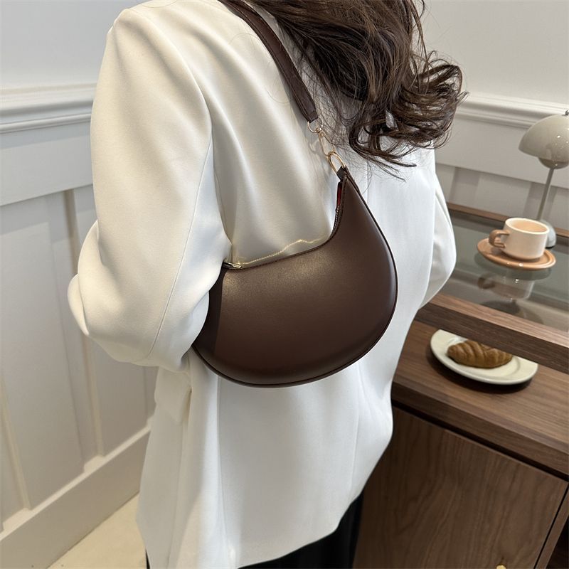 Niche Crescent New Simple All-Match Textured Shoulder Bag For Women
