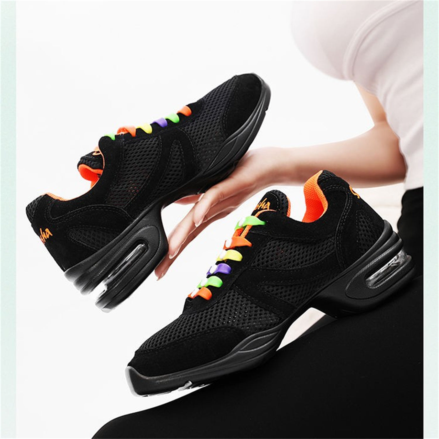 Zapatos de baile moderno de malla con cámara de aire para mujer - Estilo sin cordones