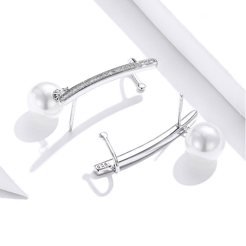 Fashion Women's S925 Silver Pearl Earrings