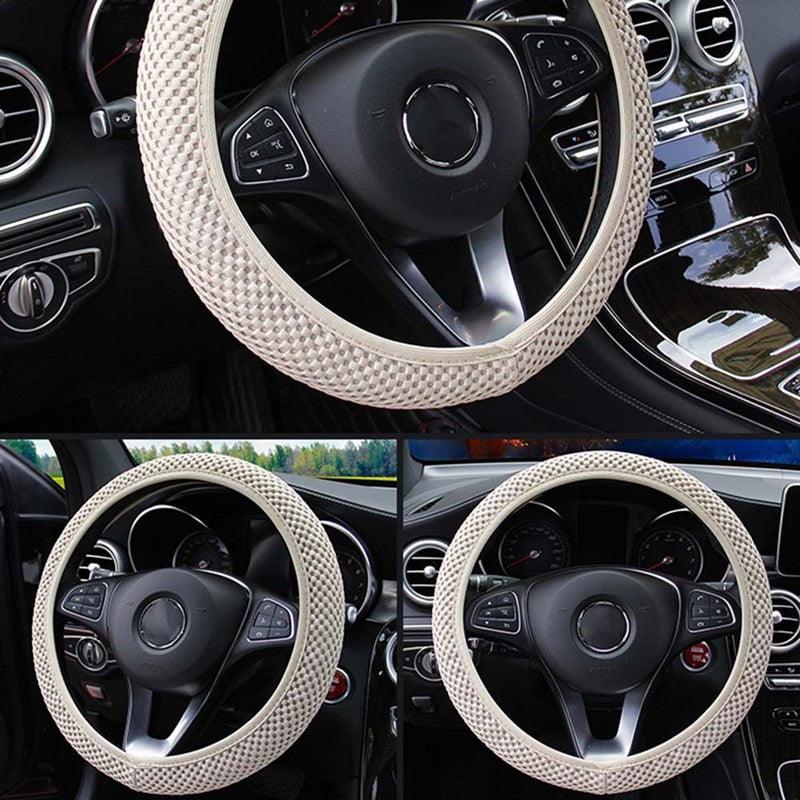 1Pcs Ice Silk Steering Wheel Cover Non-Slip Car Wheel Cover Protector Breathable Microfiber Universal For Leather Viscose, Breathable, Anti-Slip Steering Wheel Cover Wear-resistant Anti-slip Car Accessories Black Red Rose Gray Beige Purple