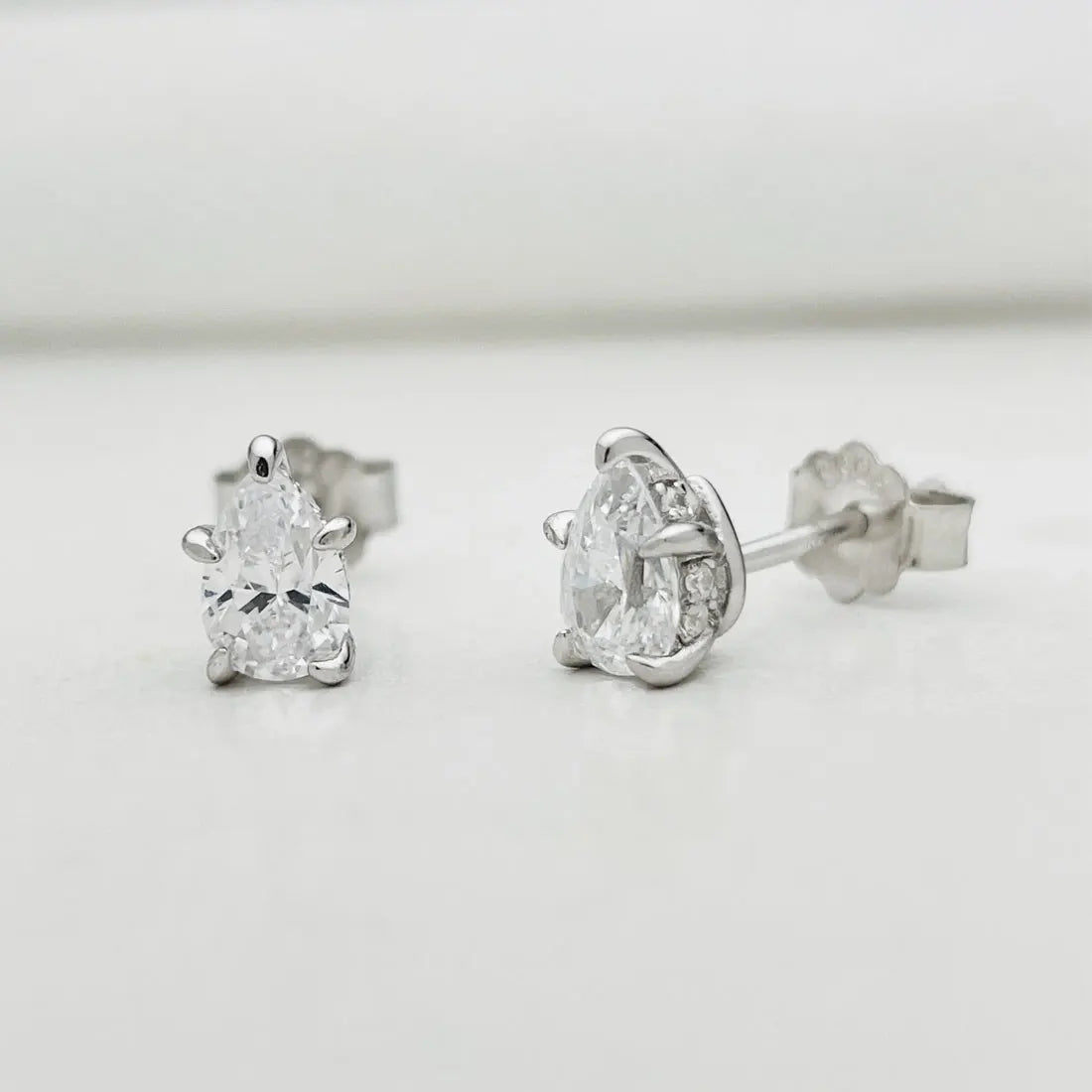 Pear Moissanite Stud Earrings in Sterling Silver