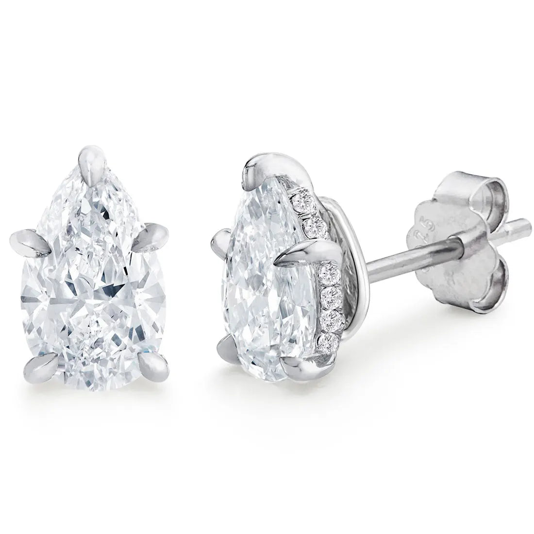 Pear Moissanite Stud Earrings in Sterling Silver