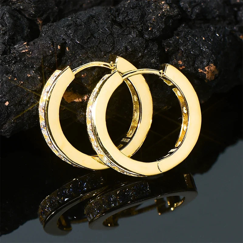 Moissanite Channel-Style Huggie Hoop Earrings in Silver
