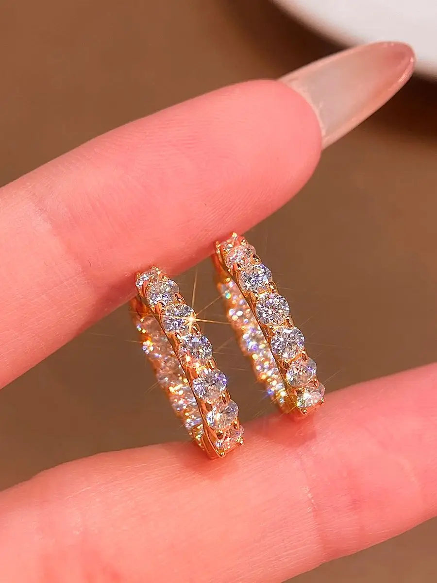 2.6ct D Moissanite 925 Sterling Silver Huggie Hoop Earrings for Women Wedding