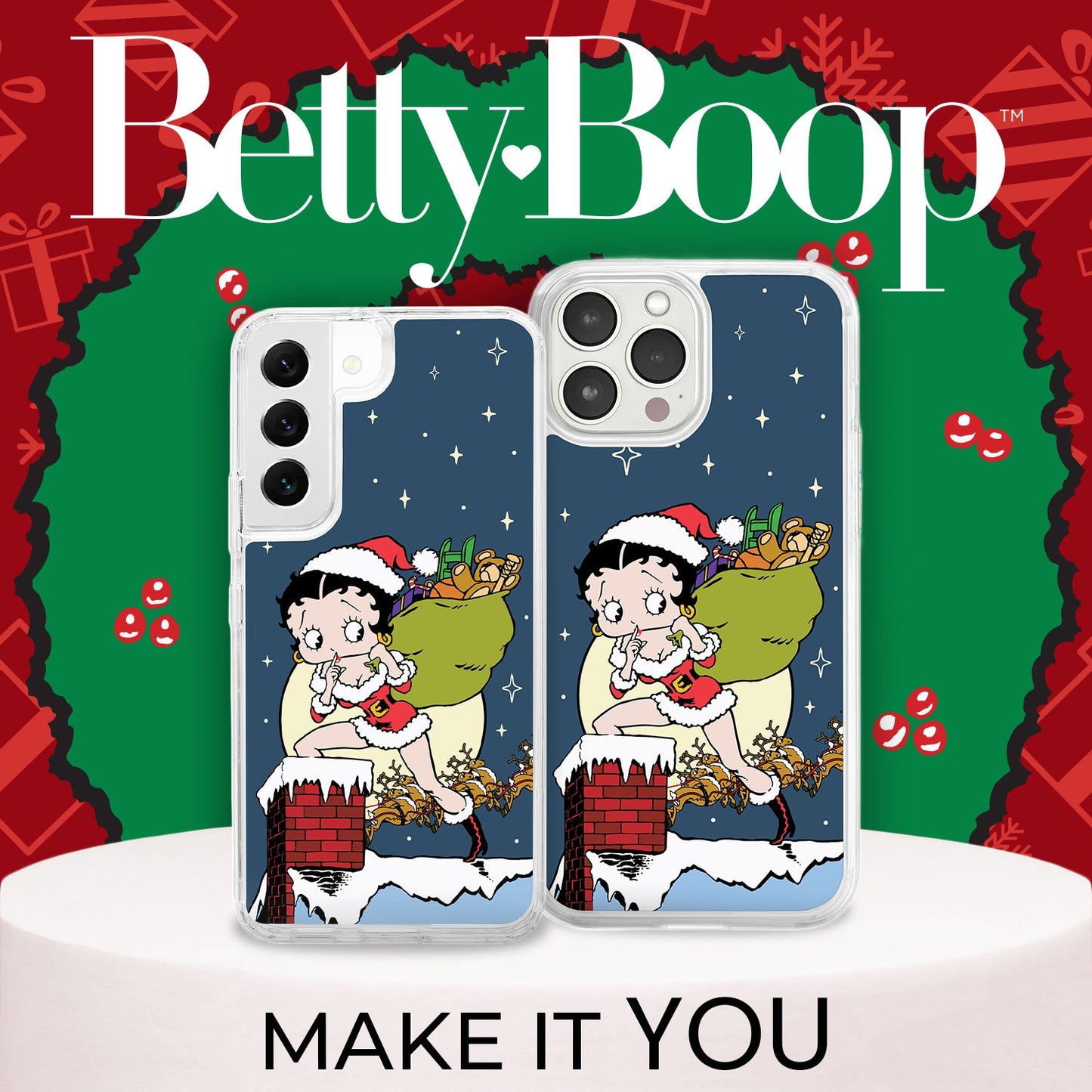 Betty Boop Happy Holidays HD Apple iPhone 12 Series Mag-Safe Phone Case