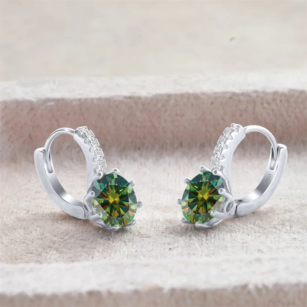 2 Carat Moissanite Drop Earrings Sterling Silver Solitaire Studs For Women