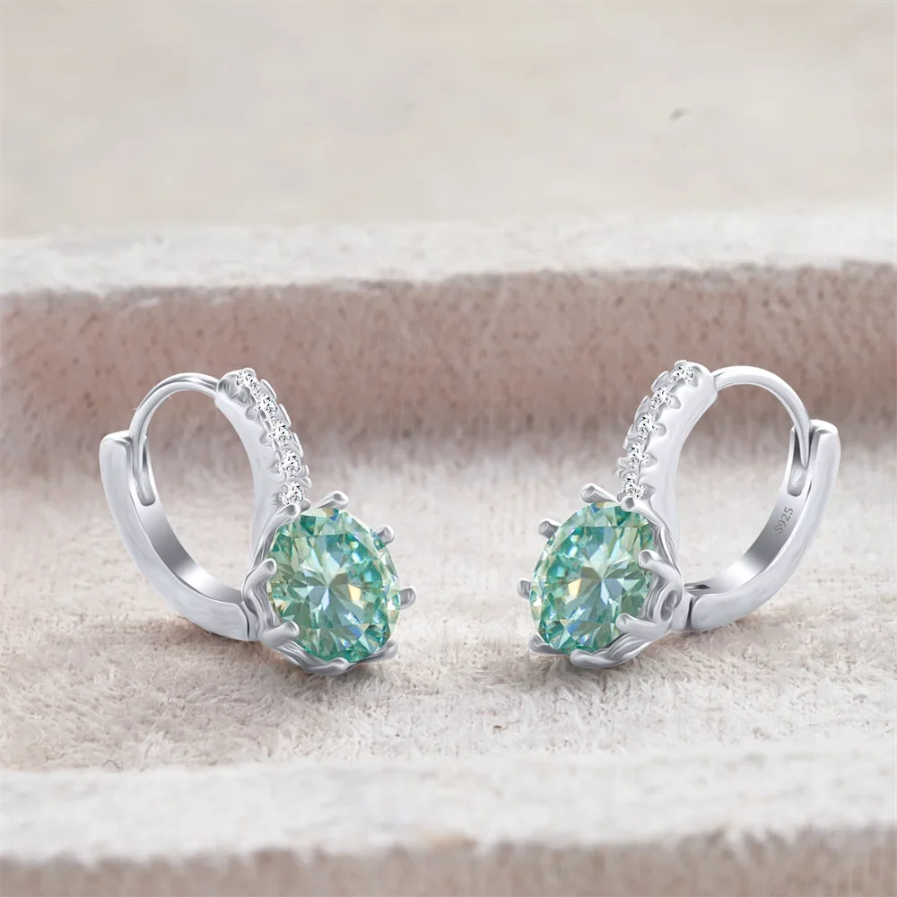 2 Carat Moissanite Drop Earrings Sterling Silver Solitaire Studs For Women
