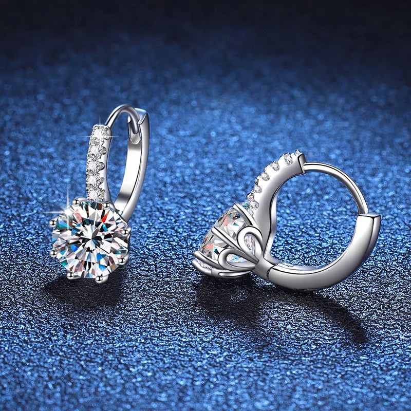 2 Carat Moissanite Drop Earrings Sterling Silver Solitaire Studs For Women