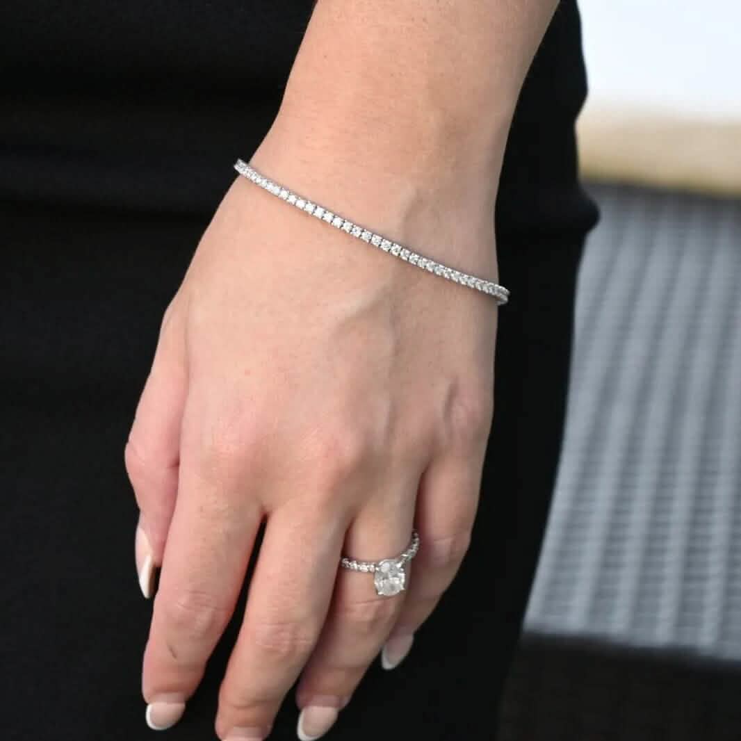 2 Ct TW Round-Cut Natural Diamond Tennis Bracelet 14K Gold 7" Women's