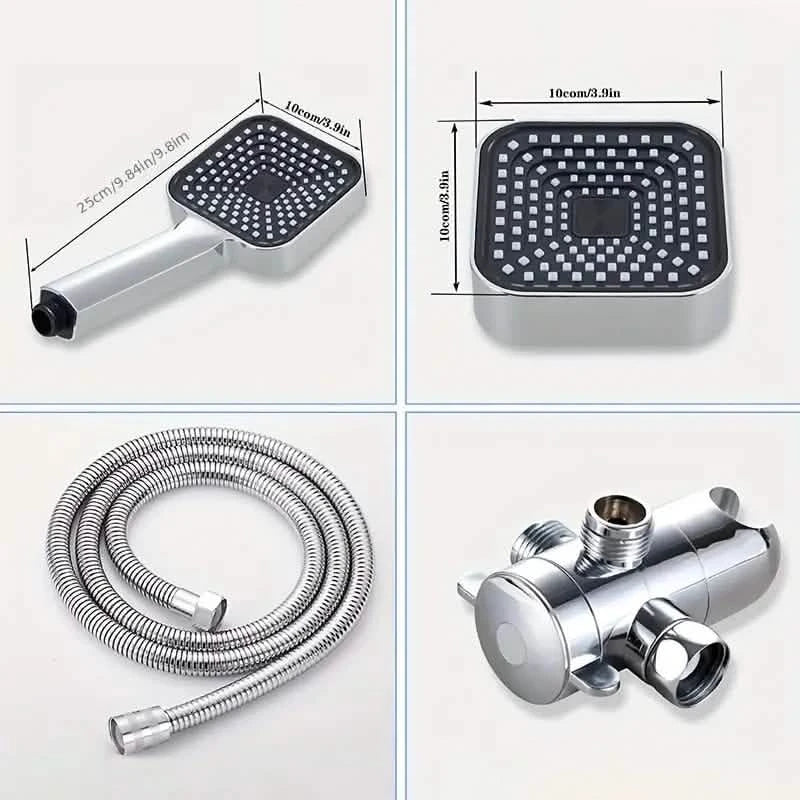 2-in-1 Handheld & Rainfall Shower Head Set with Long Hose and T-Valve