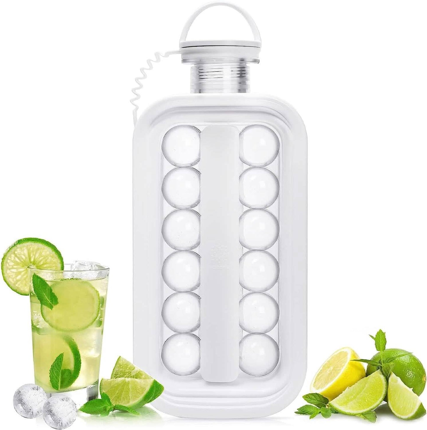 2-in-1 Portable Ice Ball Maker Kettle With 17 Grids Flat Body Lid Cooling Ice Pop/Cube Molds