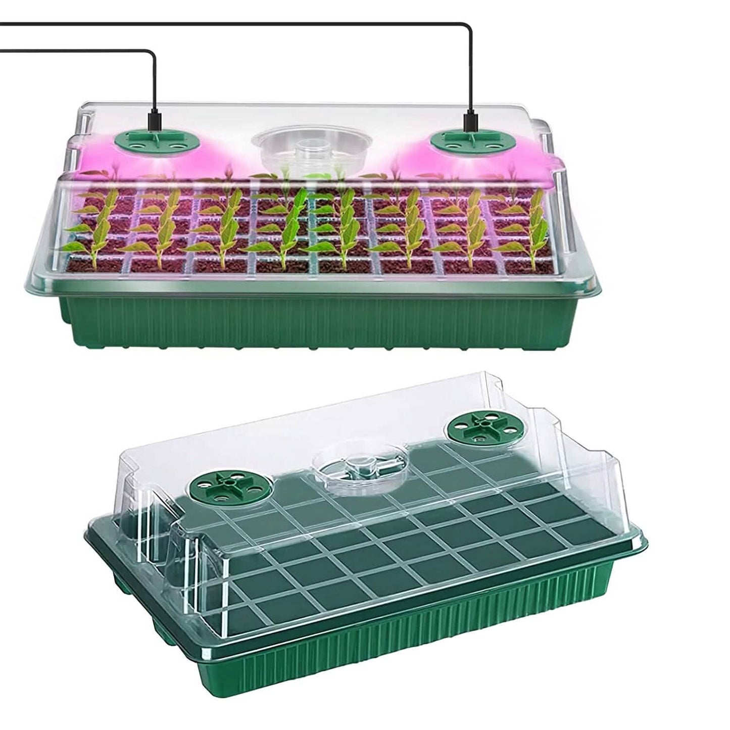 2-Pack: 40 Cell Seed Starting Tray Plant Grow Light with 4 Adjustable Brightness