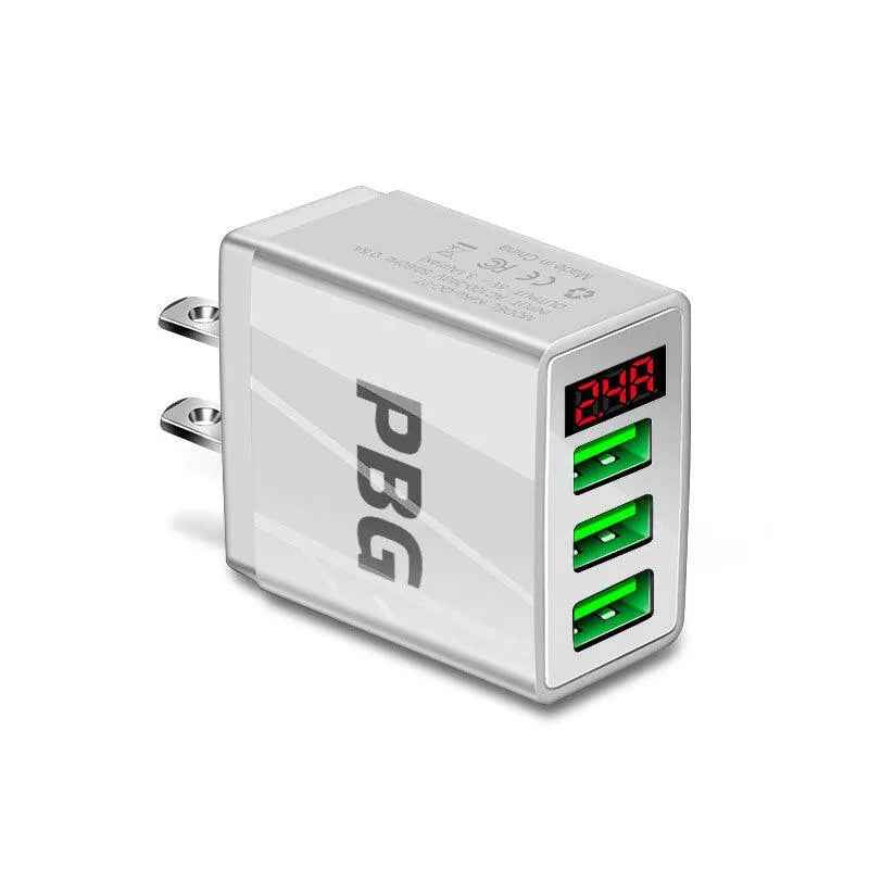 3-Port 2 pack USB Quick Wall Charger with LED Voltage Display - Safe & Fast Charging