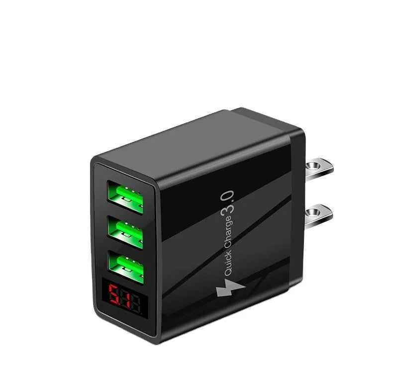 3-Port 2 pack USB Quick Wall Charger with LED Voltage Display - Safe & Fast Charging