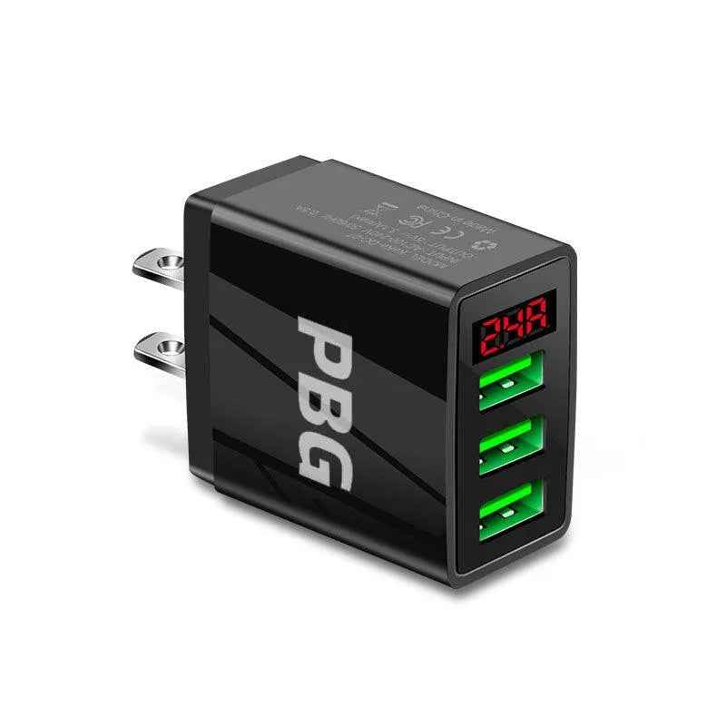 3-Port 2 pack USB Quick Wall Charger with LED Voltage Display - Safe & Fast Charging