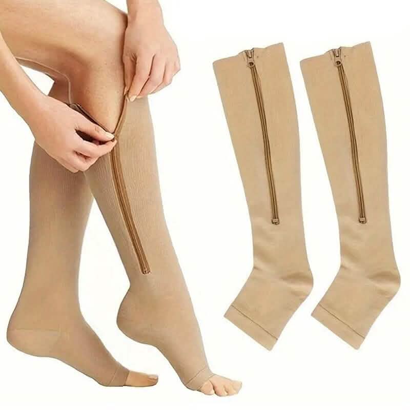 2-Pairs: Women's Open Toe Sports Compression Socks