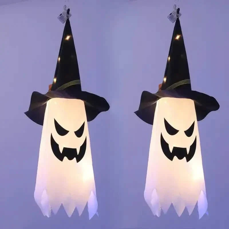 2-Piece Set: Glowing Ghost Witch Hat Halloween Decorations