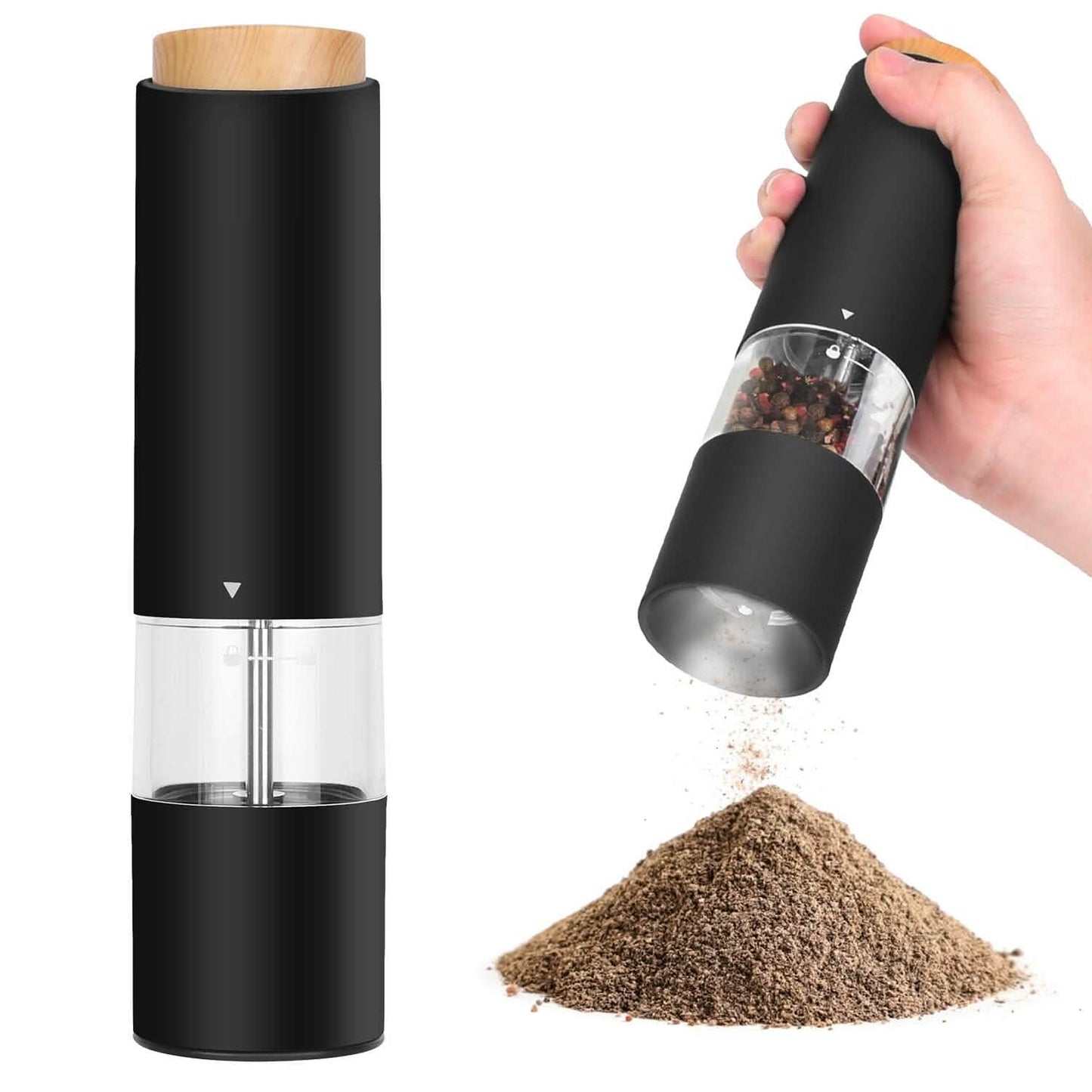 2-Pieces: Electric Salt and Pepper Grinder Battery Powered with Adjustable Coarseness