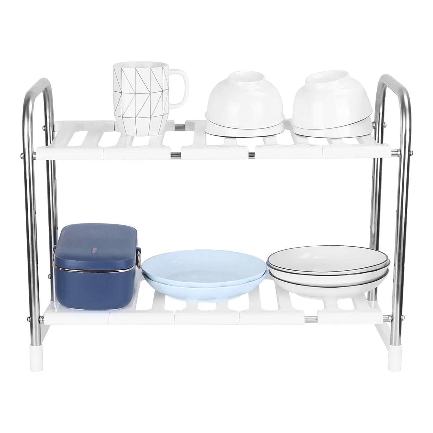 2-Tier Under Sink Organizer Retractable Kitchen Rack Holder