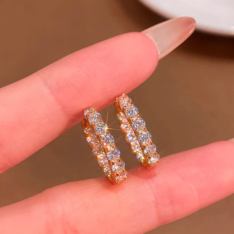 2.6ct D Moissanite 925 Sterling Silver Huggie Hoop Earrings for Women Wedding