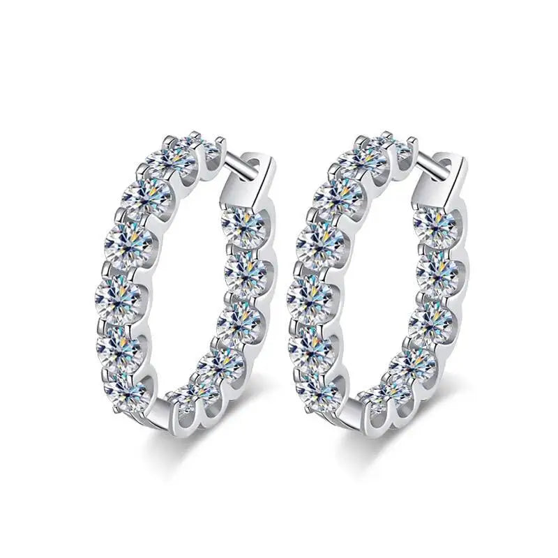 Round Moissanite Hoop Earrings in Sterling Silver
