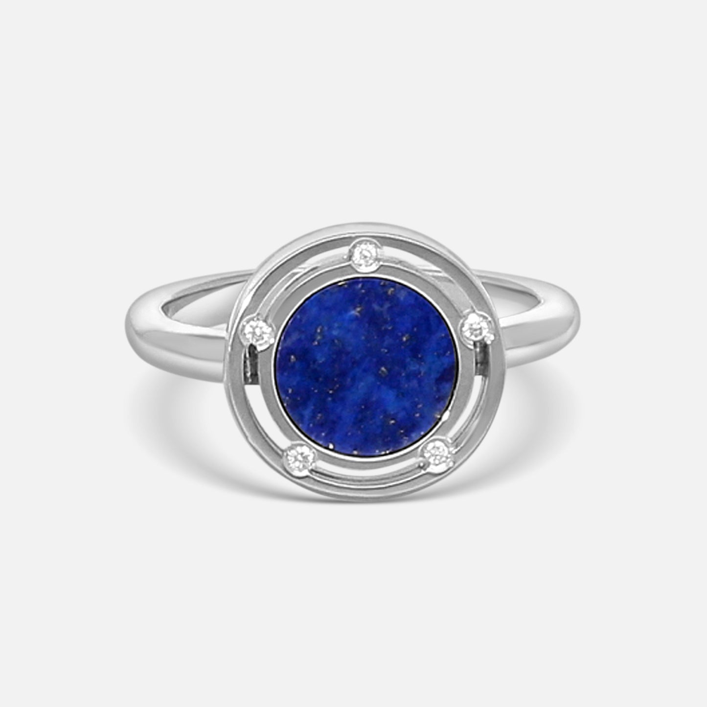 Damiani 18K Whıte Gold Diamond & Lapis Statement Band Ring Sz. 6.25 20084413