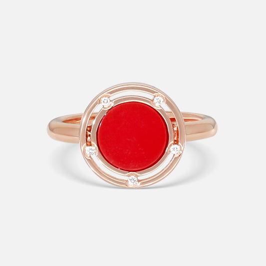 Anillo tipo alianza Damiani D. Side de oro rosa de 18k con diamantes y piedra roja talla 6.25 20086727