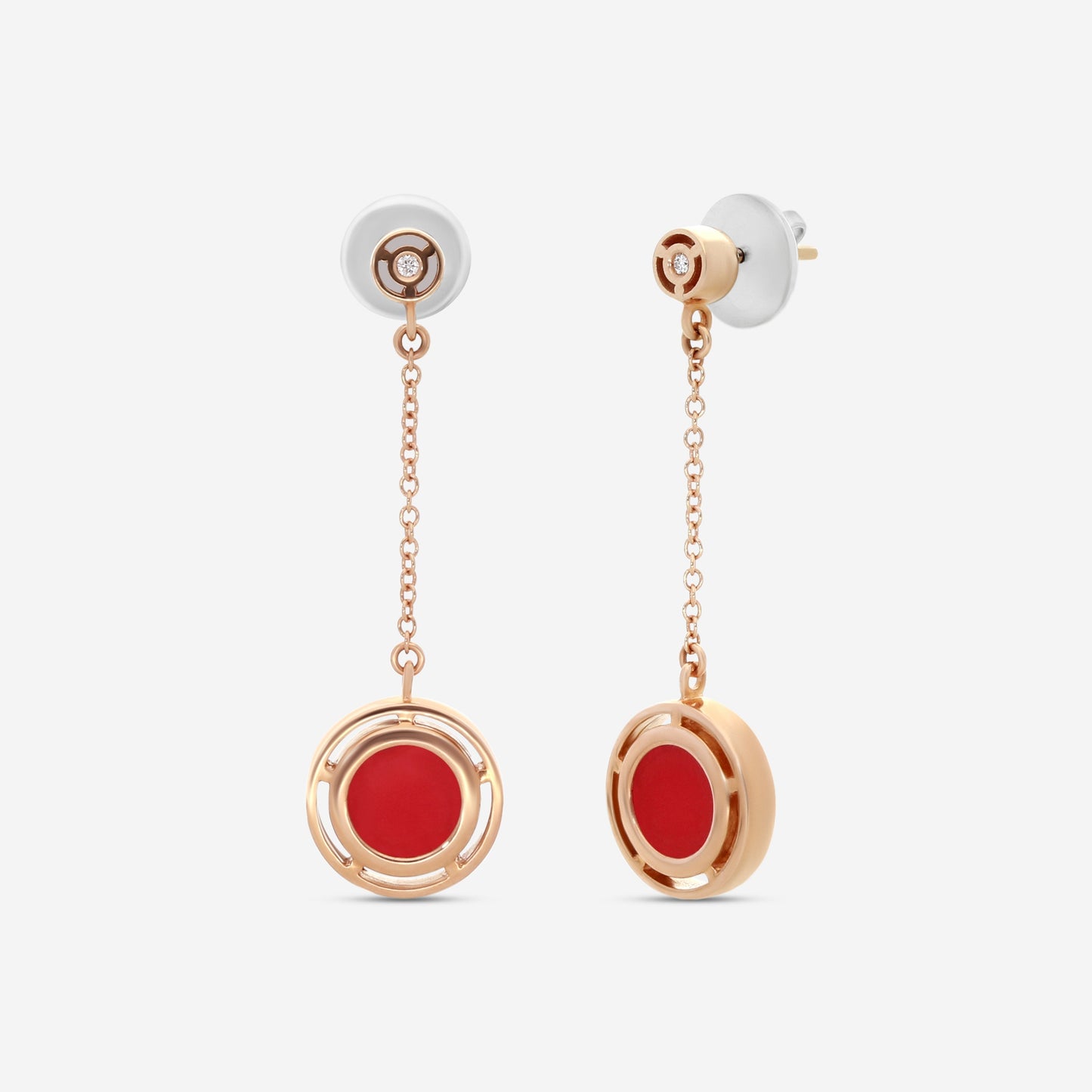 Damiani D. Side18K Rose Gold Diamond & Red Stone Drop Earrings 20086729