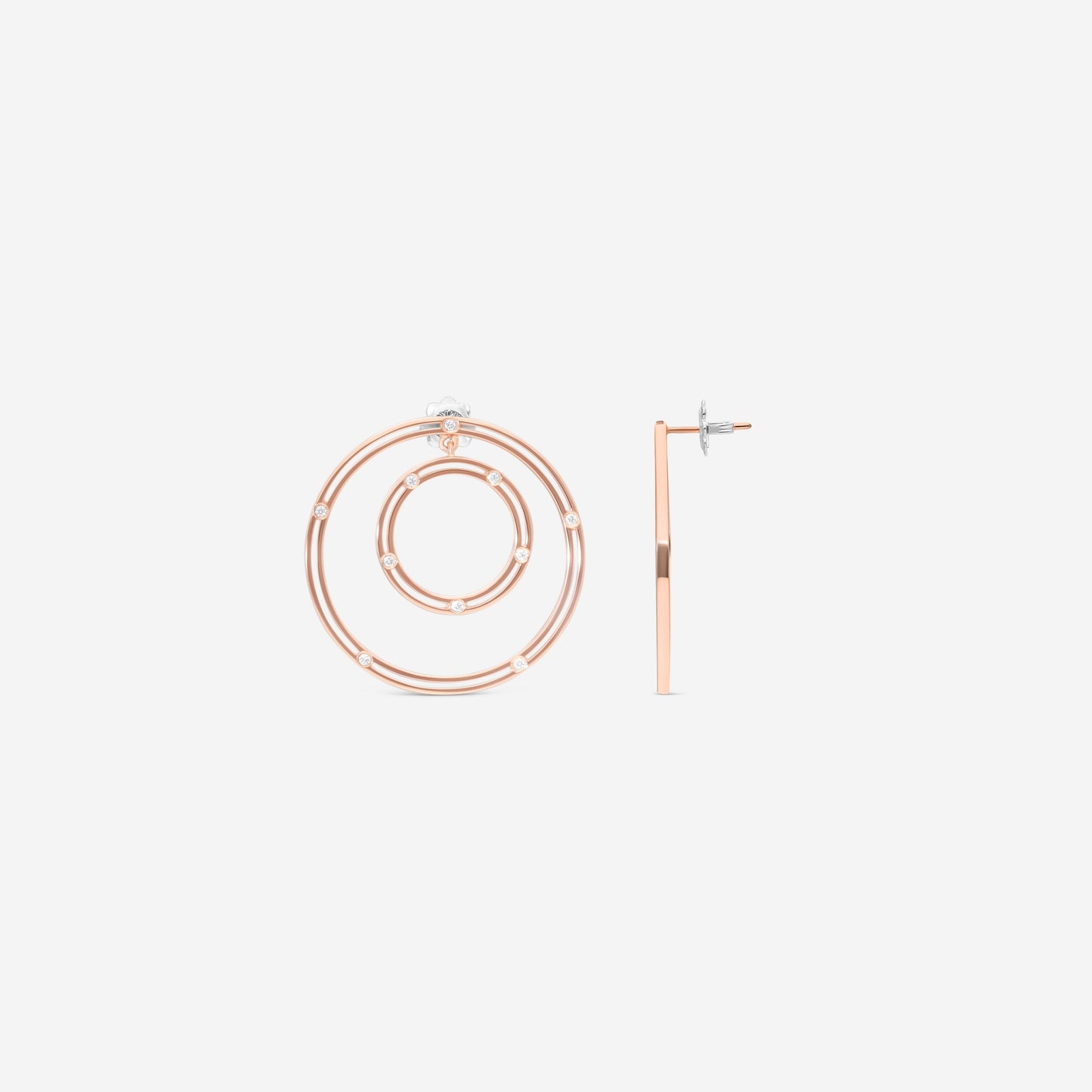 Damiani 18K Rose Gold Diamond Circle Stud Earrings 20086879