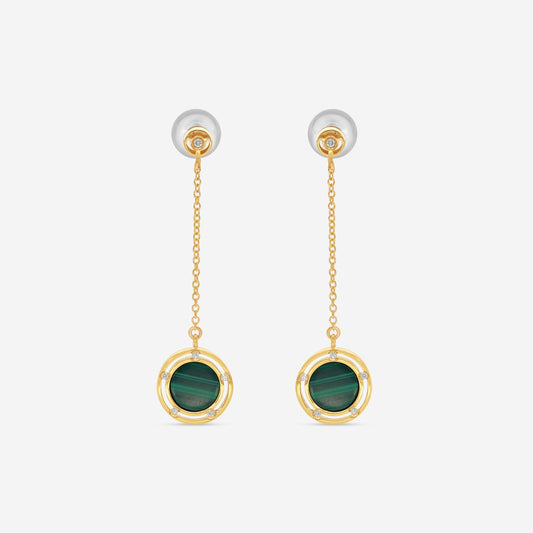 Pendientes colgantes Damiani D. Side de oro amarillo de 18k con diamantes y malaquita 20086902