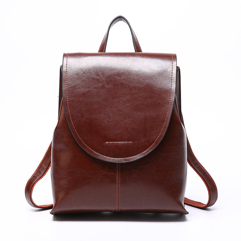 Women's Genuine Leather Messenger Retro Fashion Backpack Messenger Backpack