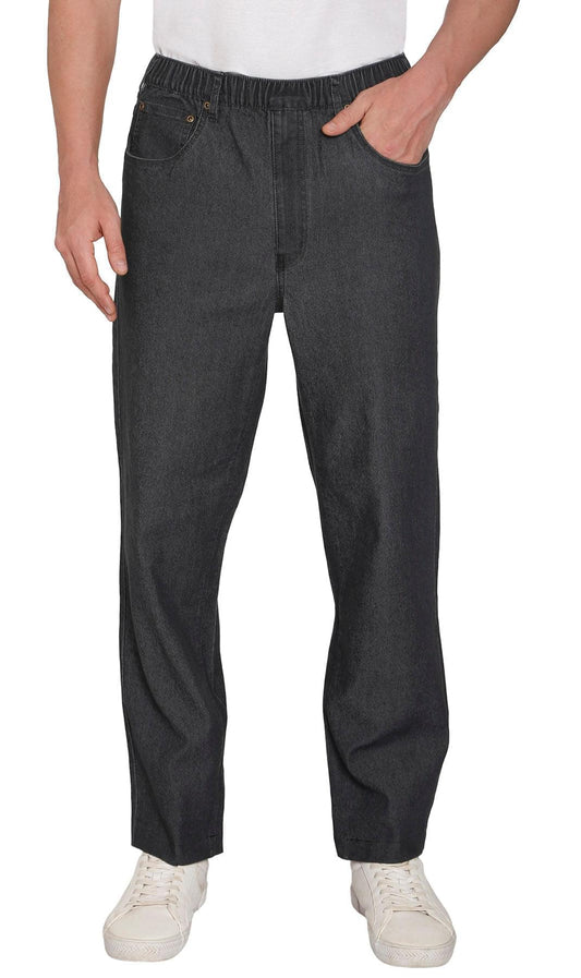 Pantalones vaqueros de mezclilla y sarga informales de hombre con cintura elástica sin cierre