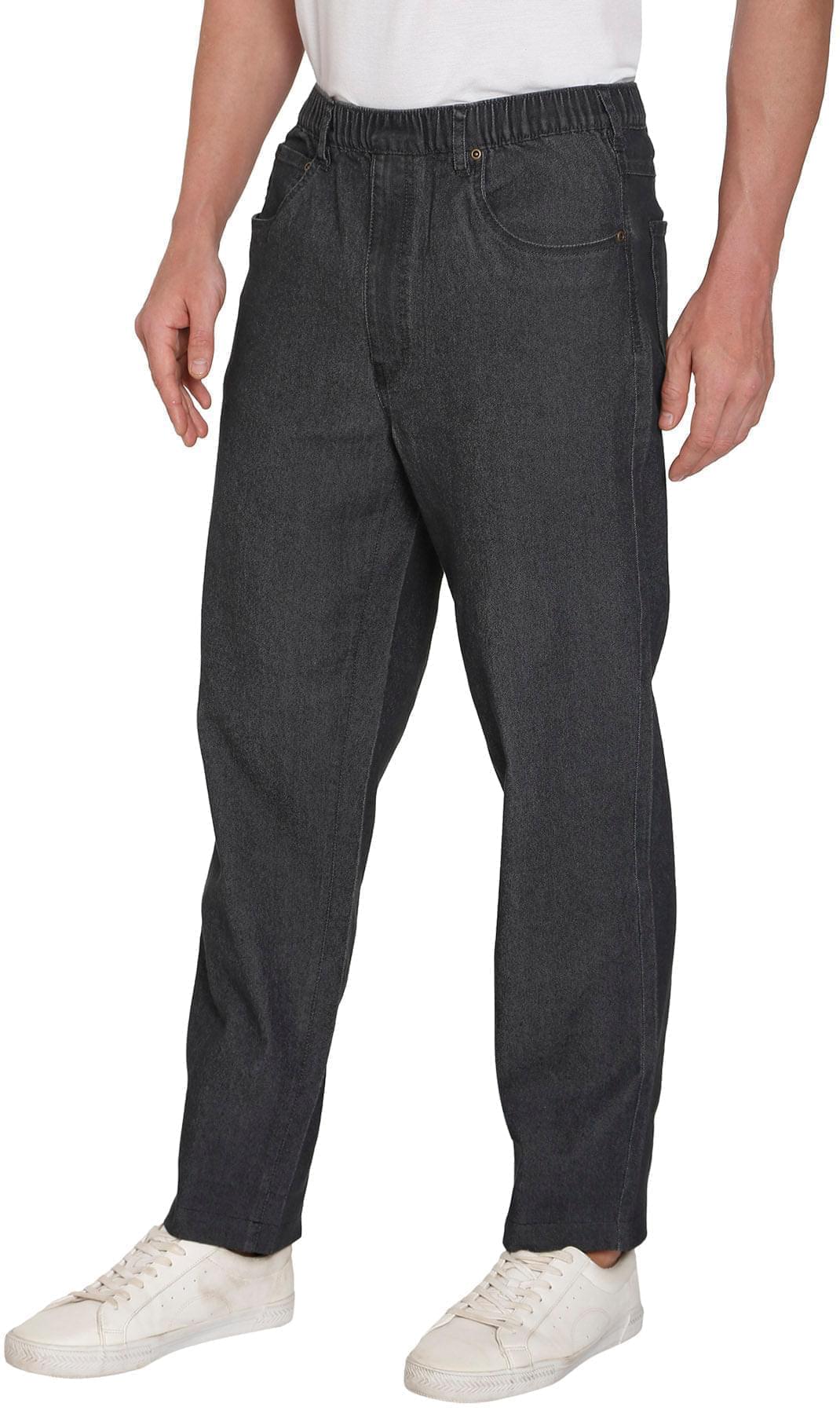 Pantalones vaqueros de mezclilla y sarga informales de hombre con cintura elástica sin cierre