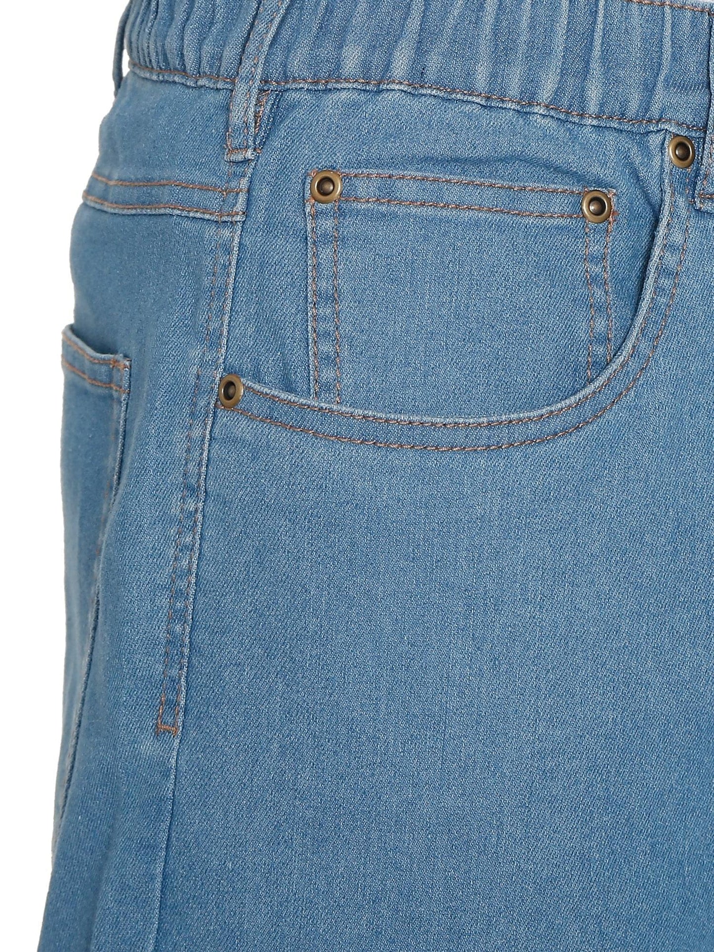 Pantalones vaqueros de mezclilla y sarga informales de hombre con cintura elástica sin cierre