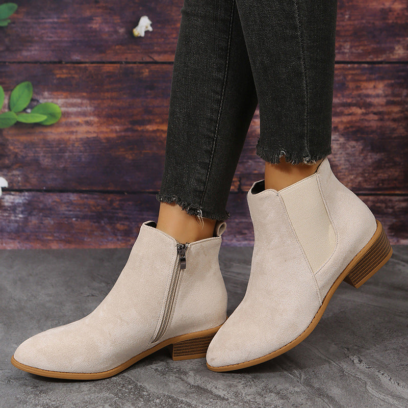 Women's Pointed Suede Elastic Band Boots