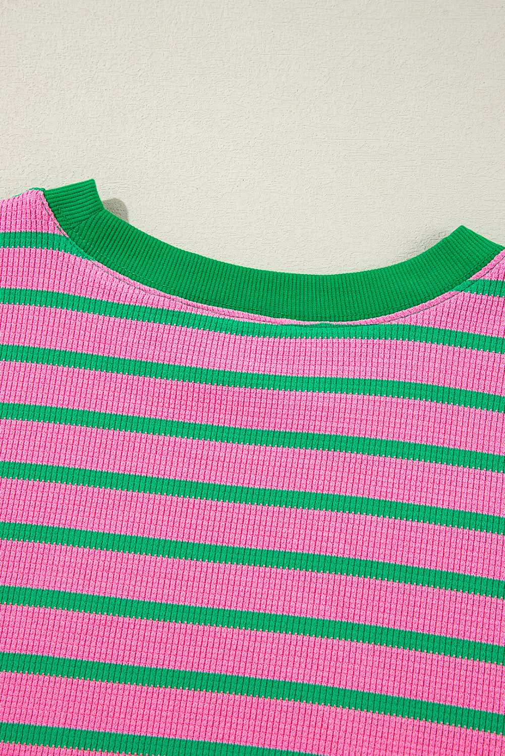 Sweaters Love Salve Pink Stripe Plus Size Women's Sweatshirt Cozy Waffle Knit Crew Neck