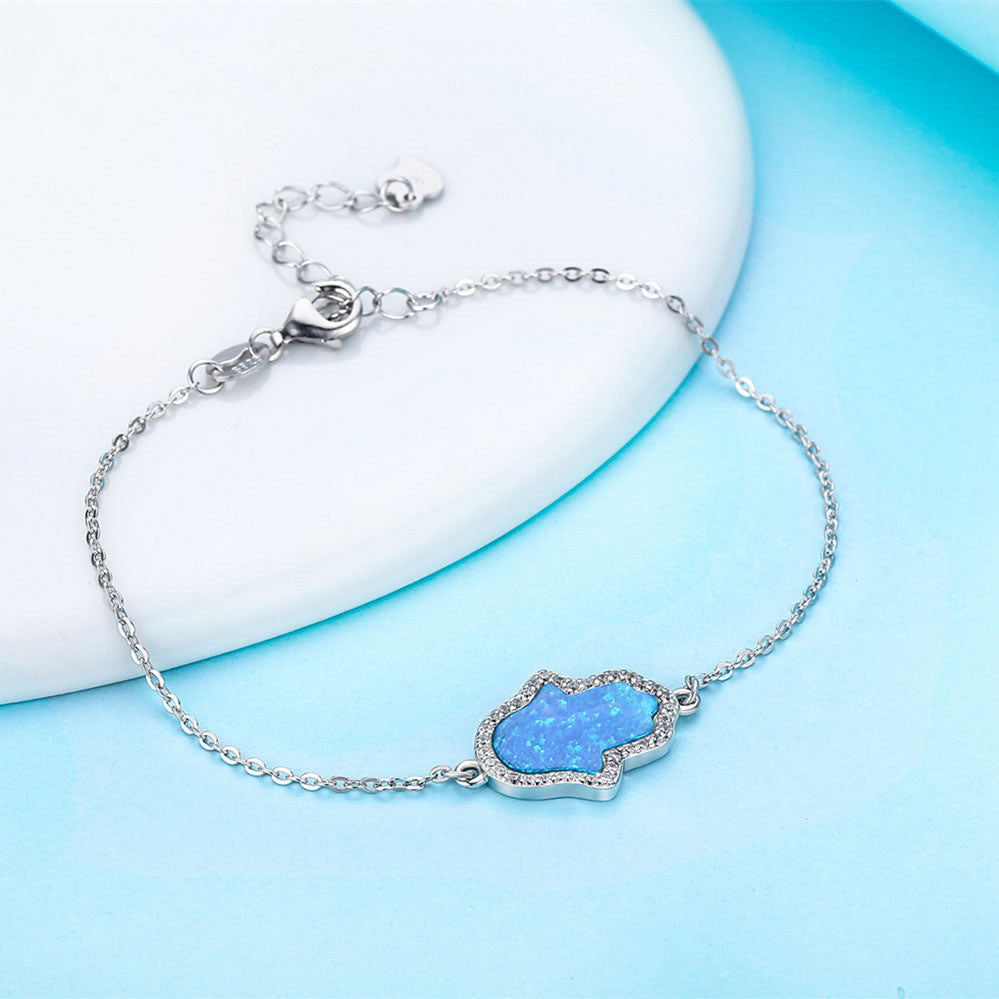 S925 Sterling Silver Opal Bracelet
